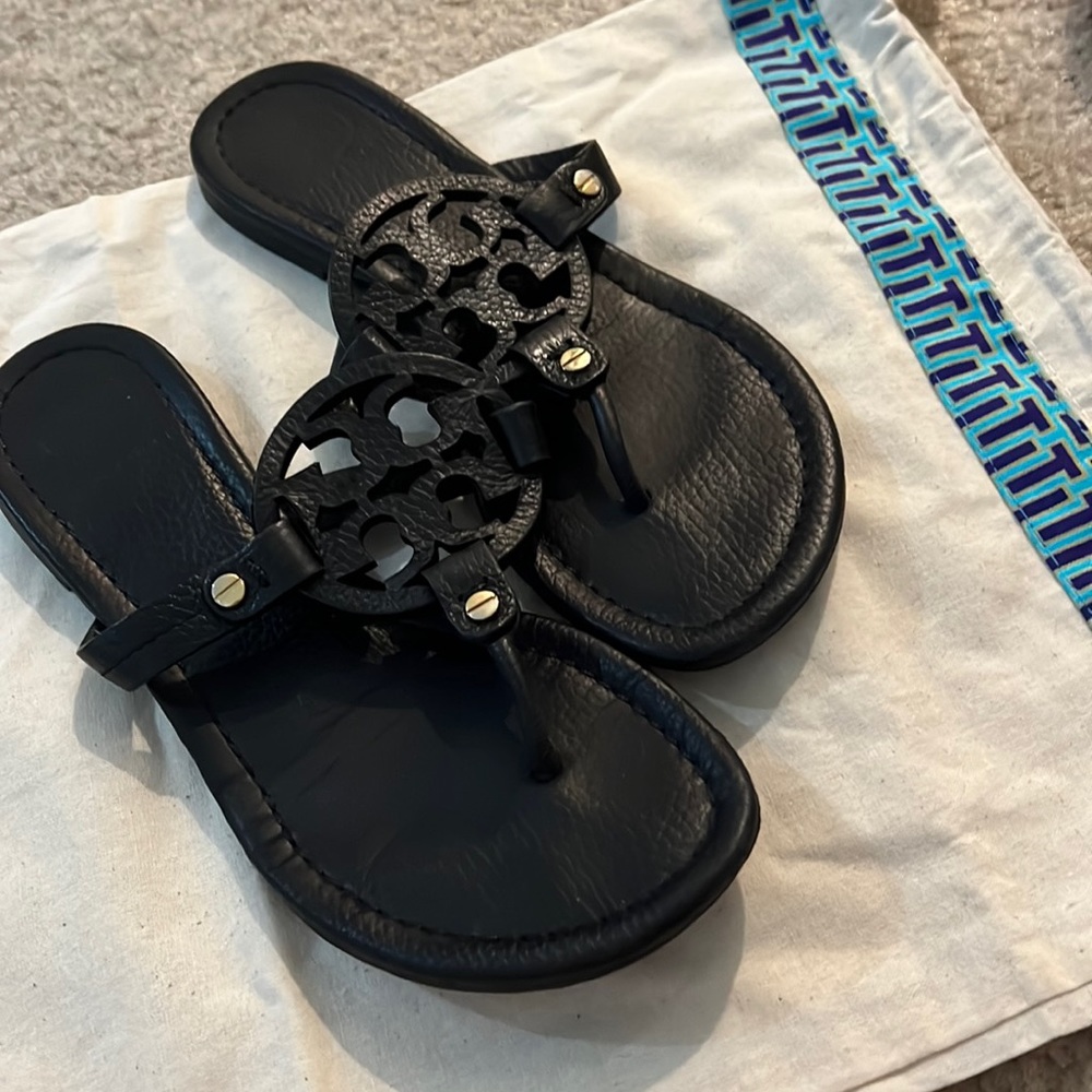 Tori Burch Miller Sandals - black leather